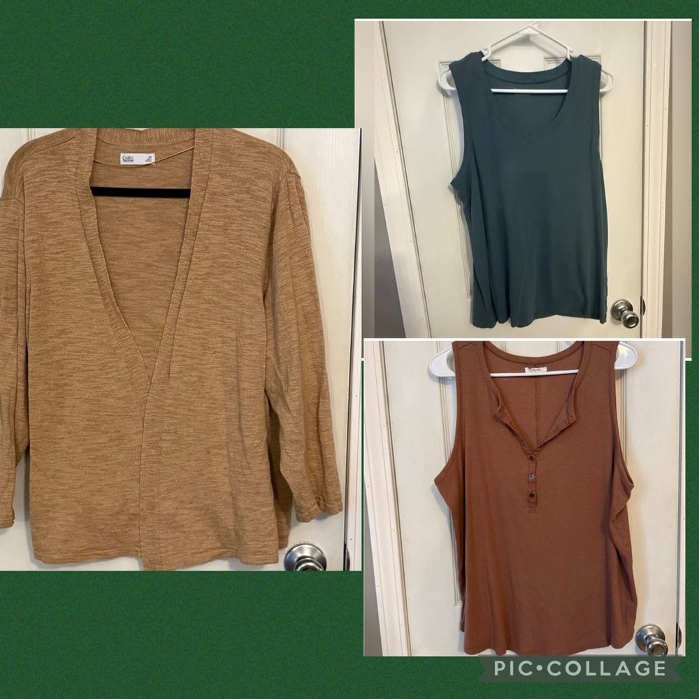 Bundle—2 Maurice’s tanks and Croft and Borrow Cardigan